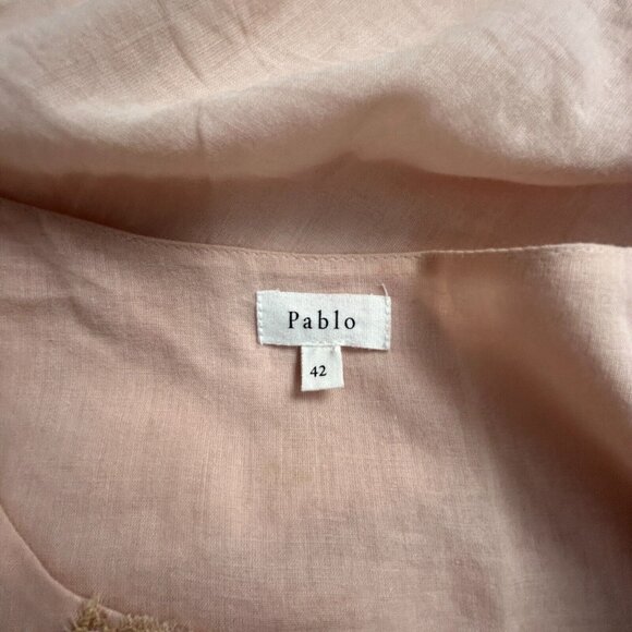 Pablo Women's Long Sleeve Embroidered Blouse Top Size 42 Floral Lace Cotton Pink - Picture 3 of 9